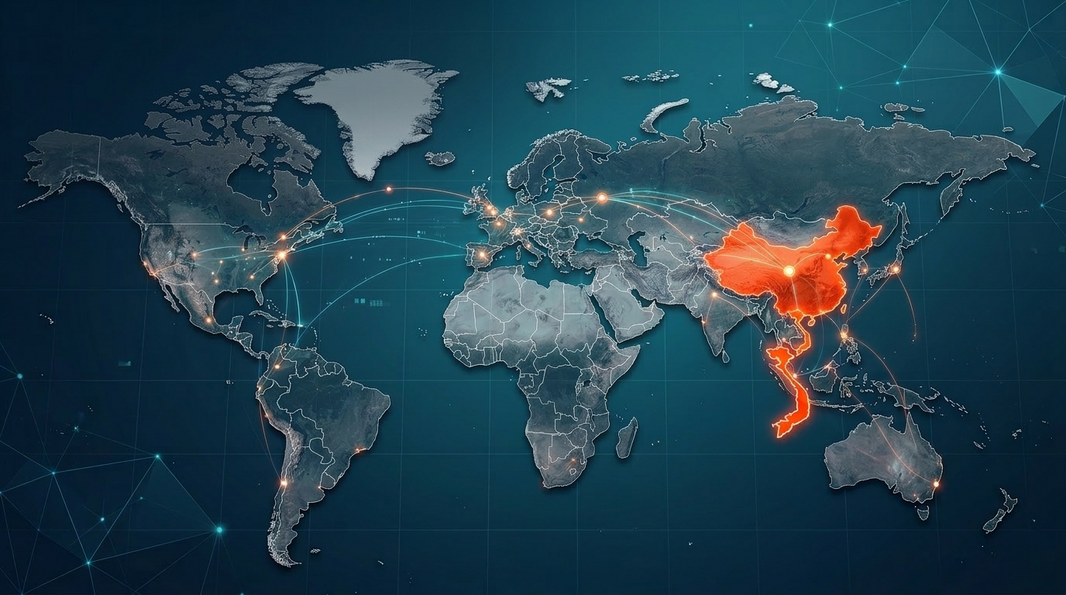 Dual-base insole manufacturing in China and Vietnam world map