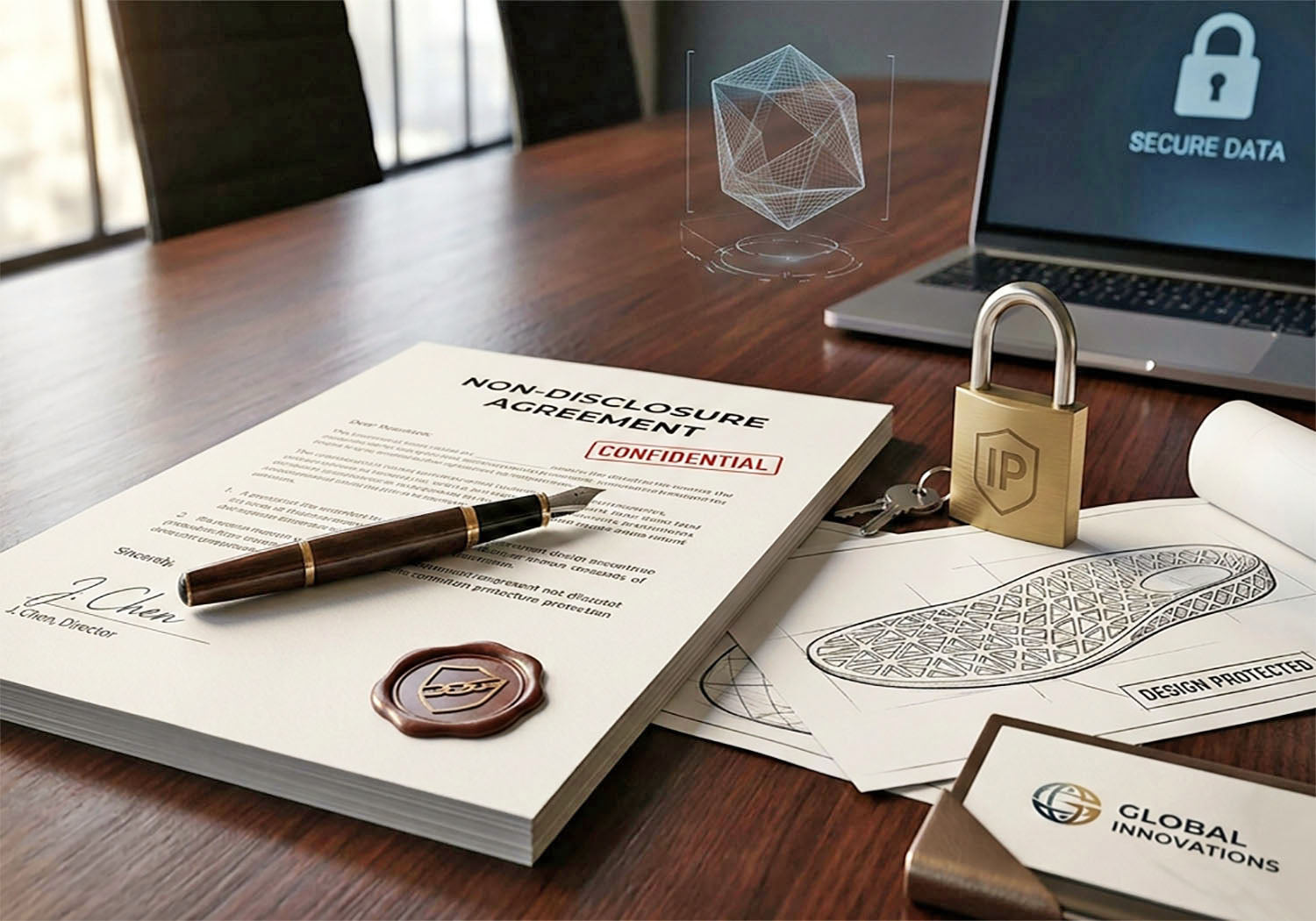 Strict NDA protocols and IP protection for exclusive insole mold ownership