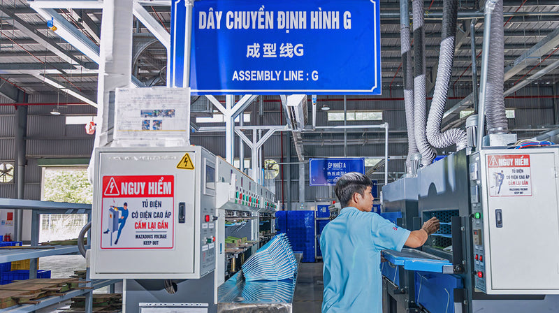 insole mass production on the factory assembly line