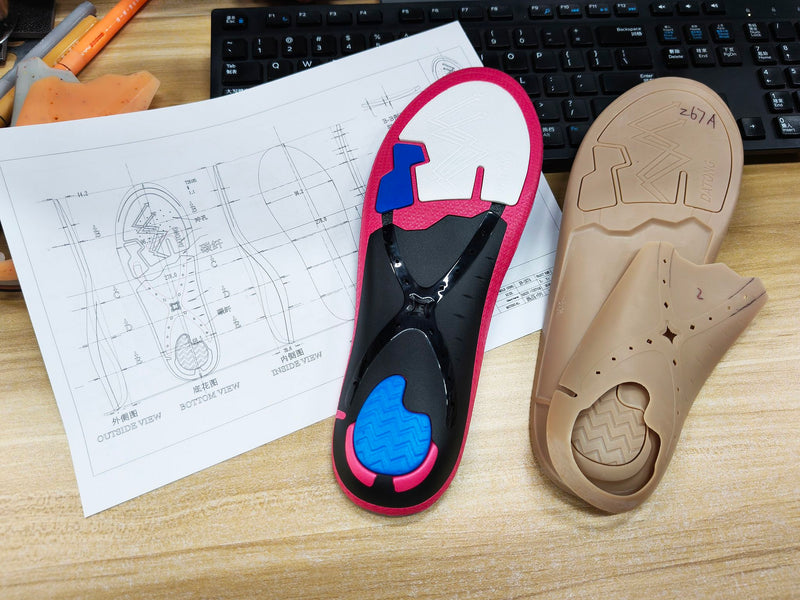 Pickleball insole mold and 2D design drawing for custom insole development