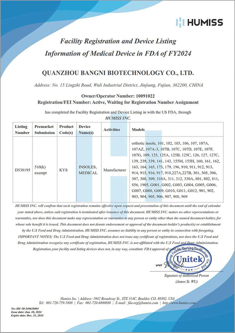 FDA registration certificate